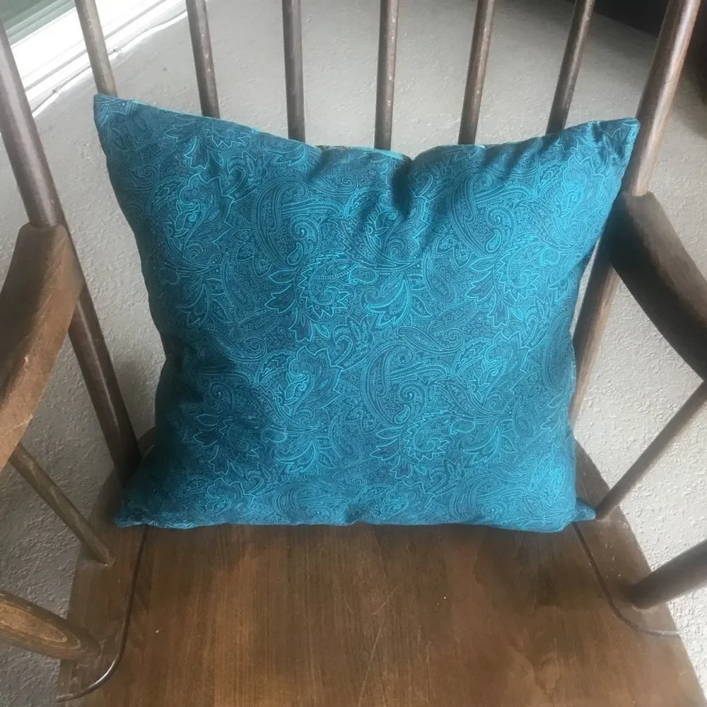 CLOSEOUT SALE $10 NWT Chocolate Brown & Teal Accent Pillow Handcraft